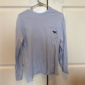 Victoria's Secret Light Blue Long Sleeve Tee with Dog Emblem